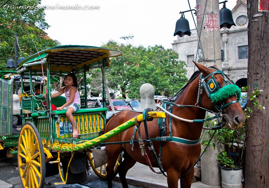 Manila, Filipinas, colonial, transporte, carros, caballos